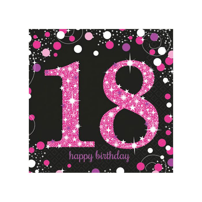 Tovaglioli 18° Compleanno Pink Pz.16 Cm.33x33 main product photo