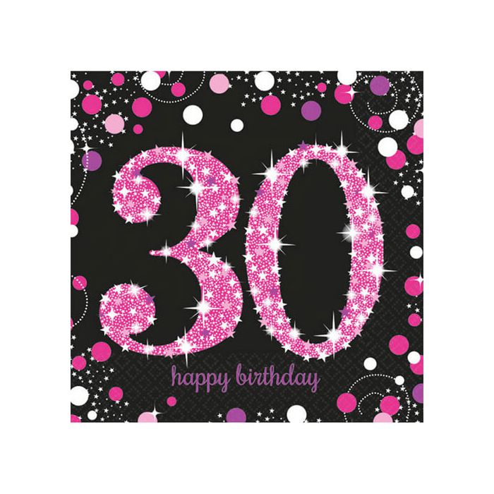 Tovaglioli 30° Compleanno Pink Pz.16 Cm.33x33 main product photo