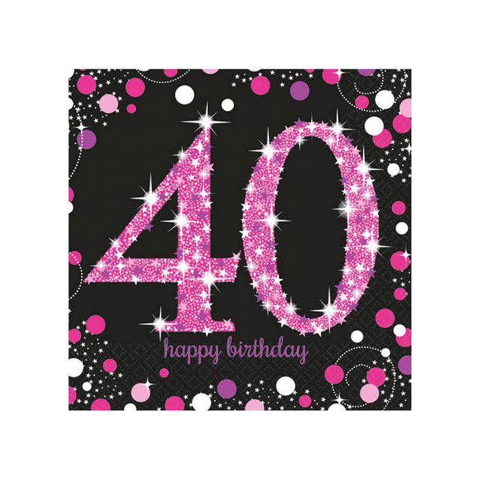 Tovaglioli 40° Compleanno Pink Pz.16 Cm.33x33 main product photo