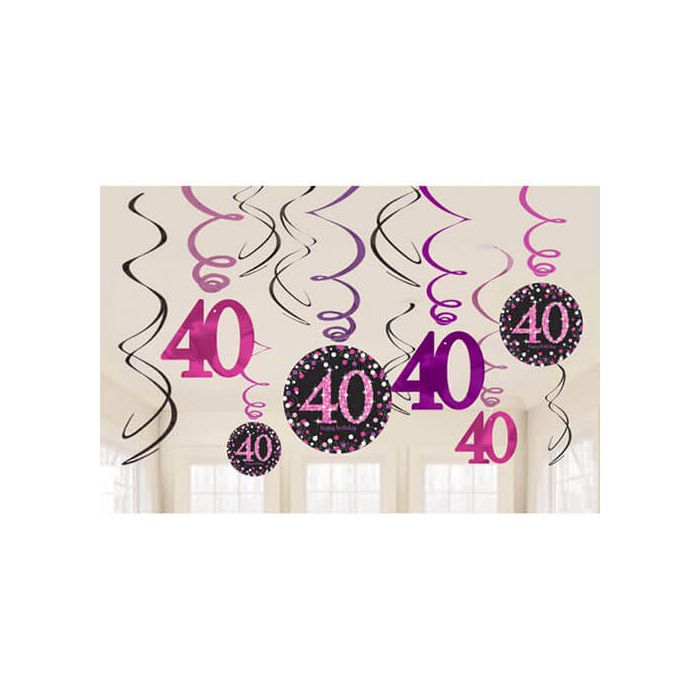 Decorazione 40° Compleanno Pink Pz.12 main product photo