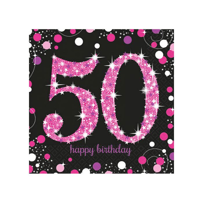 Tovaglioli 50° Compleanno Pink Pz.16 Cm.33x33 main product photo