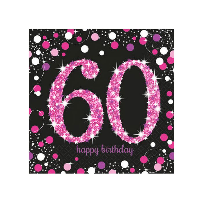 Tovaglioli 60° Compleanno Pink Pz.16 Cm.33x33 main product photo