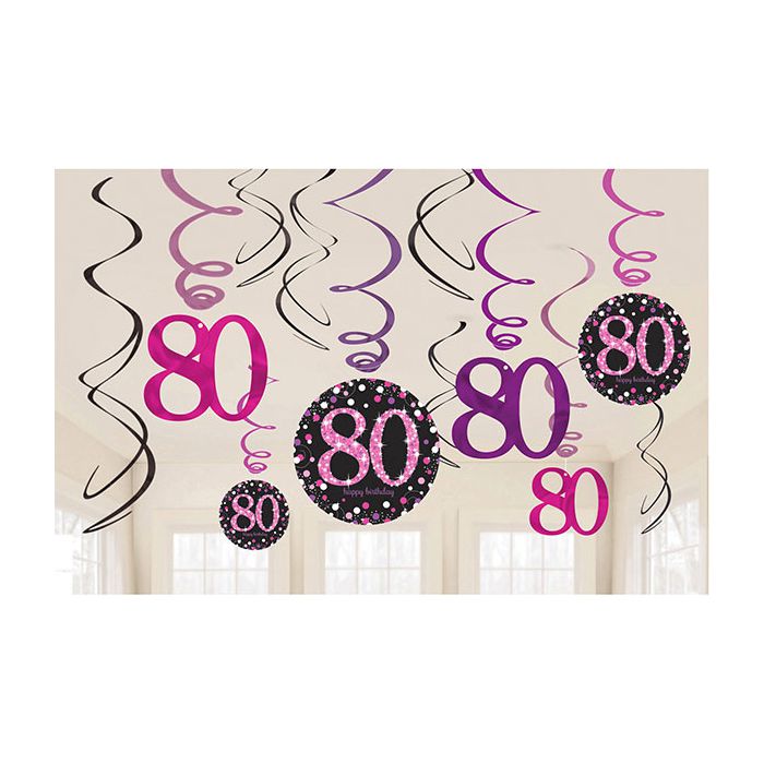 Decorazione 80° Compleanno Pink Pz.12 main product photo