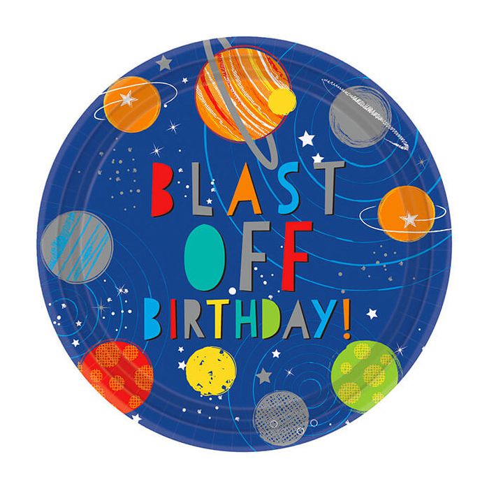 Piatti Blast Off Birthday Pz.8 Cm.22.8 Piatti Carta Metallici main product photo