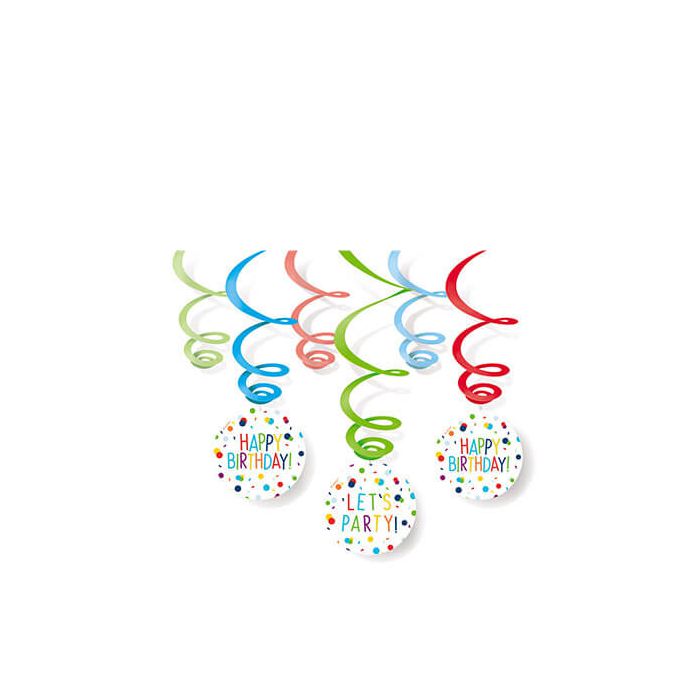 Decorazione Spirale Confetti Pz.6 6 Decorazioni Spirale Confetti Birthday Foil / Carta 80 Cm main product photo