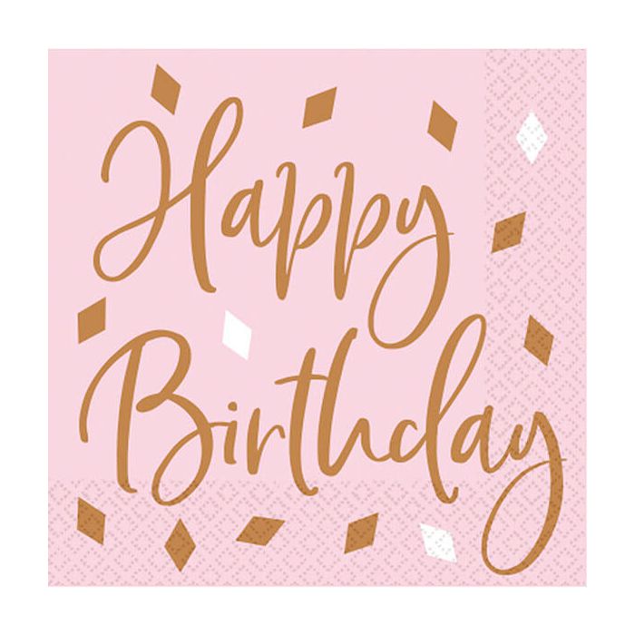 Tovaglioli Rose Gold Birthday Pz.16 Cm.33x33 main product photo