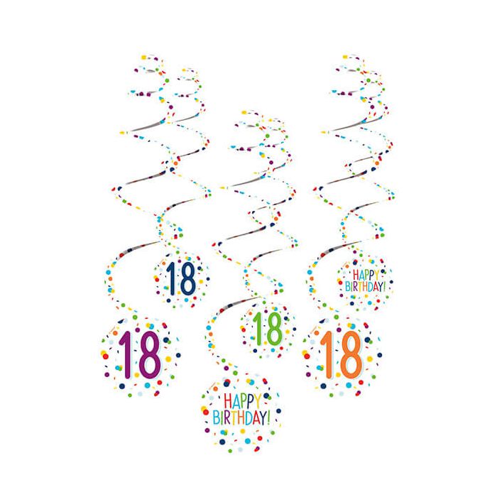 Decorazione Spirale Confetti 18 Pz.6 6 Decorazioni Spirale 18 Confetti Birthday Carta 61 Cm main product photo