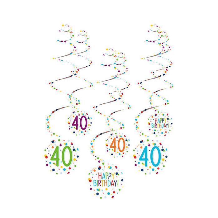 Decorazione Spirale Confetti 40 Pz.6 6 Decorazioni Spirale 40 Confetti Birthday Carta 61 Cm main product photo