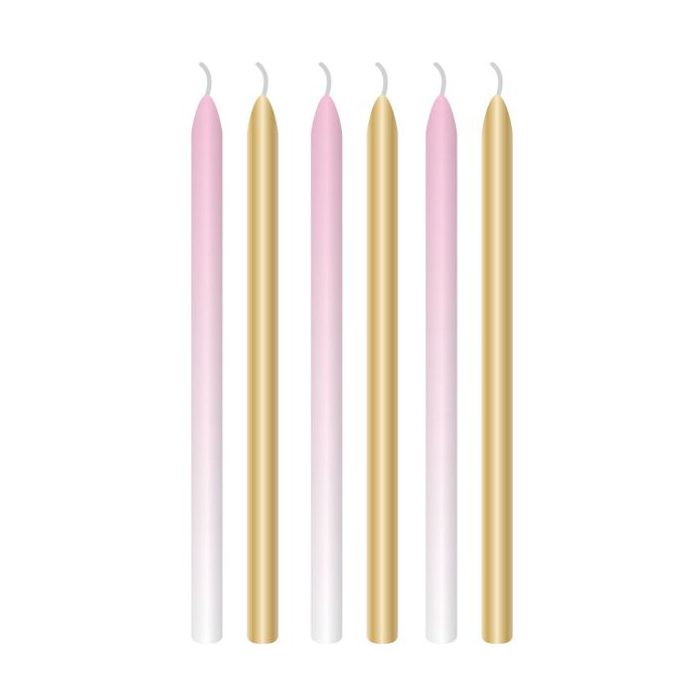 Candeline compleanno rosa e oro pz.6 main product photo
