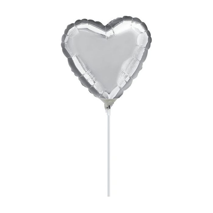 Palloncino Cuore Argento 4" Pz.10 Mylar Cuore 4" Cm.10 Da Saldare Esclusa Bacchetta main product photo