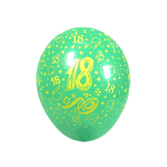 Palloncino 18 Anni (5") Pz.100 Colore Standard Verde 028 Stampa Gialla Cm.15 main product photo