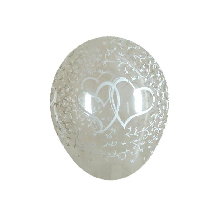 Palloncino Cuore Filigree (5") Pz.100 Colore Crystal Trasparente 390 Stampa Bianca Cm.15 main product photo