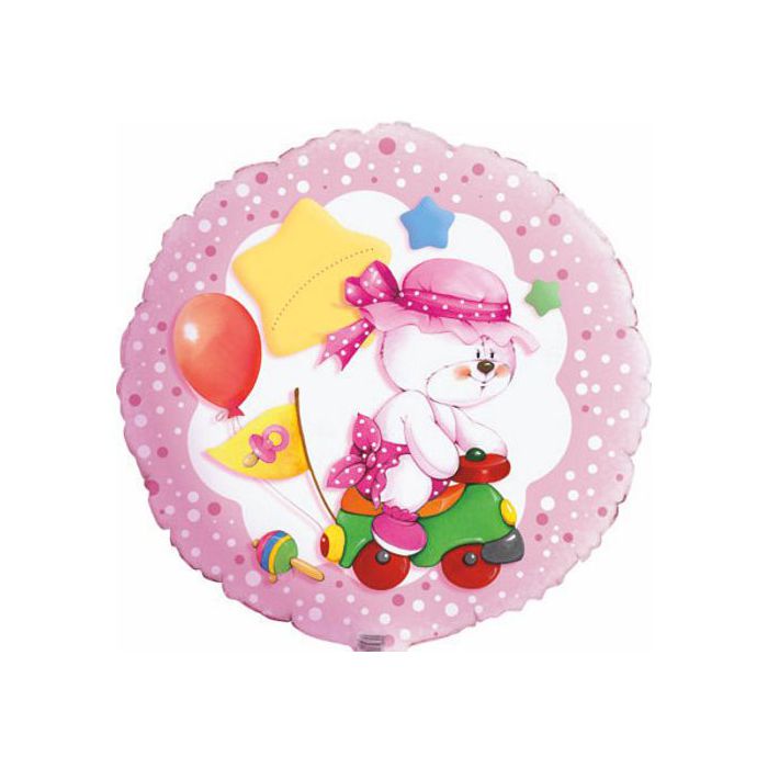 Palloncino Orsetto Rosa Pz.1 Mylar Tondo 18" Cm.45 main product photo