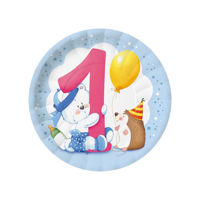 Piattini 1° Compleanno Bambino Pz.8 Cm.18 main product photo