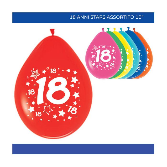 Palloncino 18 Anni Pz.20 Gonfiaggio Aria Cm.25.4 main product photo
