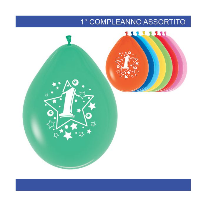 Palloncino 1° Compleanno Assortito Pz.20 Gonfiaggio Aria Cm.25.4 main product photo
