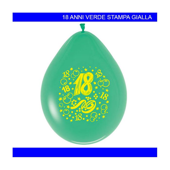 Palloncino 18 Anni Pz.20 Gonfiaggio Aria Cm.25.4 main product photo