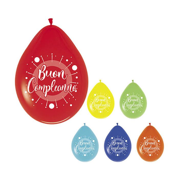 Palloncino Buon Compleanno Pz.20 Gonfiaggio Aria Cm.25.4 main product photo