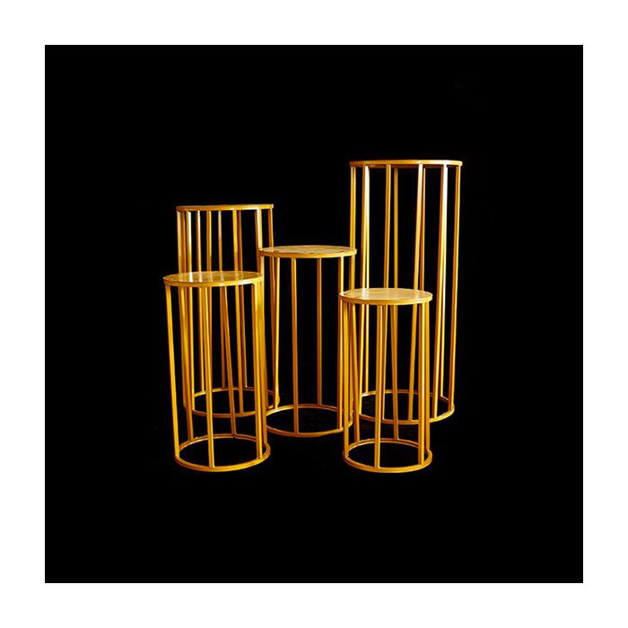 Tris tavoli esagonali in metallo oro cm. 90x40 - 75x36 - 55x28 main product photo