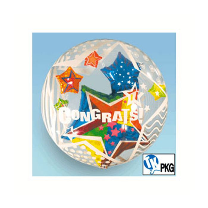 Palloncini Congrats Stelle Pz.1 Bubble Balloon Tondo 28" Cm.71 main product photo