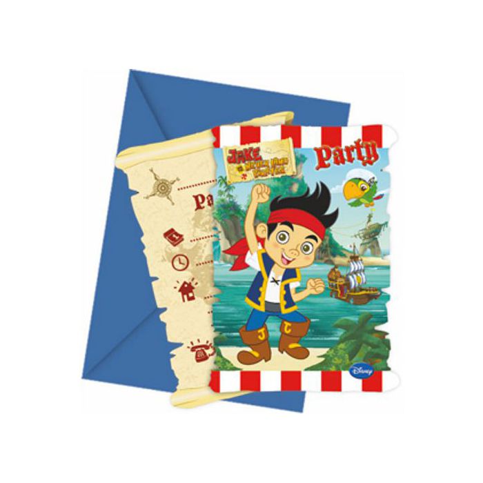 Inviti Jake E I Pirati Pz.6 Cm.14 X Cm.8.5 - 6 Biglietti - 6 Buste main product photo