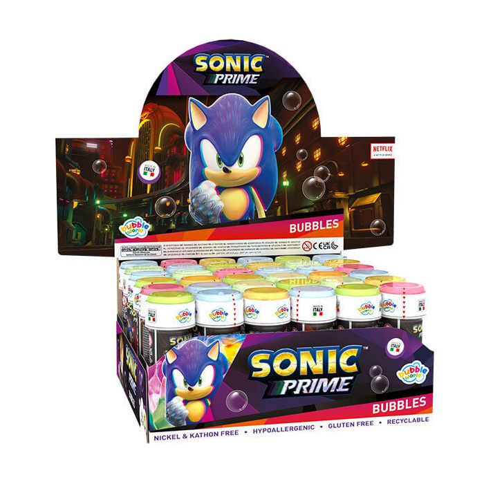 Bolle di sapone Sonic con flaconi decorati a tema videogioco, ideali per feste ed eventi dinamici. main product photo