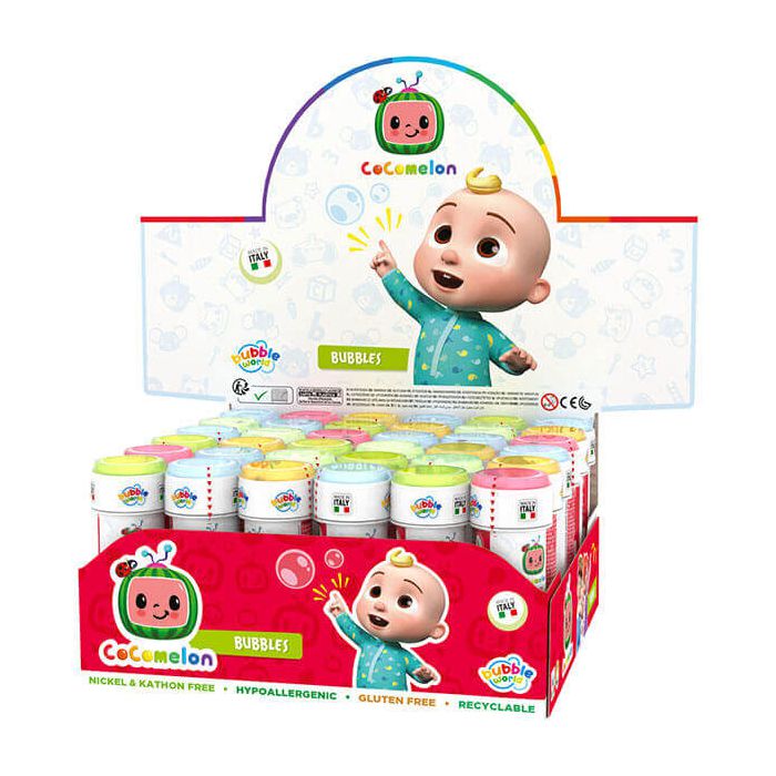 Bolle di sapone Cocomelon con grafica colorata, ideali per piccoli party, asili nido ed eventi per l'infanzia. main product photo