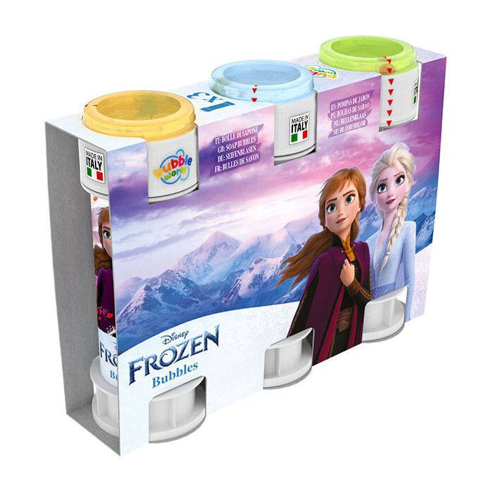 Bolle di sapone Frozen in confezione da 3, con grafiche ispirate al film Disney, ideali per feste invernali. main product photo