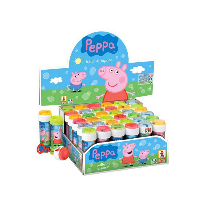 Bolle di sapone Peppa Pig con flaconi illustrati, perfette per feste allegre e giochi con i più piccoli. main product photo