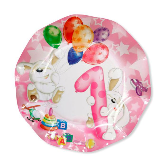 Piatti 1° Compleanno Bambina Pz.8 Cm.27 main product photo