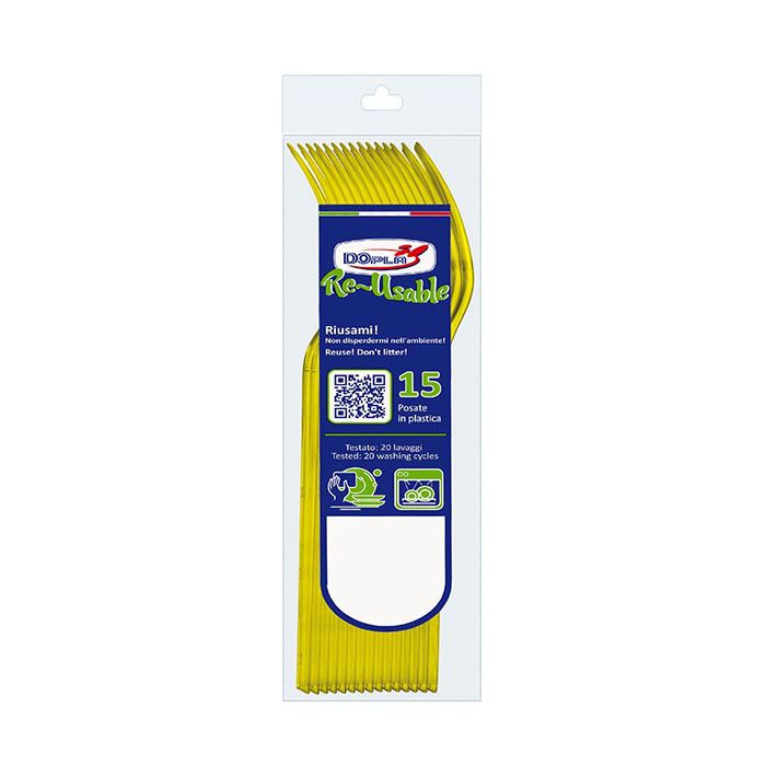 Forchette Giallo Riutilizzabili Pz.15 main product photo