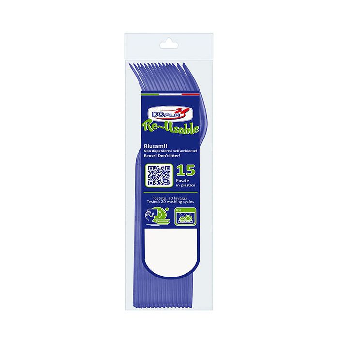 Forchette Blu Riutilizzabili Pz.15 main product photo