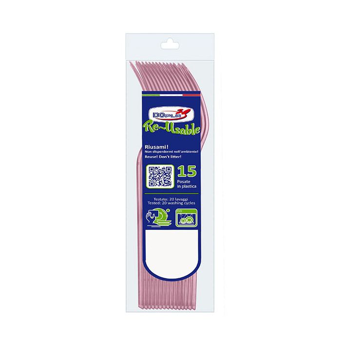 Forchette Rosa Riutilizzabili Pz.15 main product photo