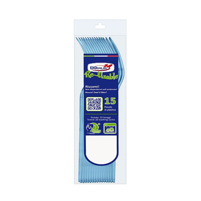 Forchette Azzurre Riutilizzabili Pz.15 main product photo