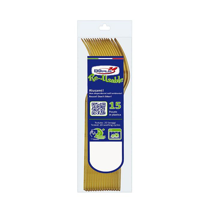 Forchette Oro Riutilizzabili Pz.15 main product photo