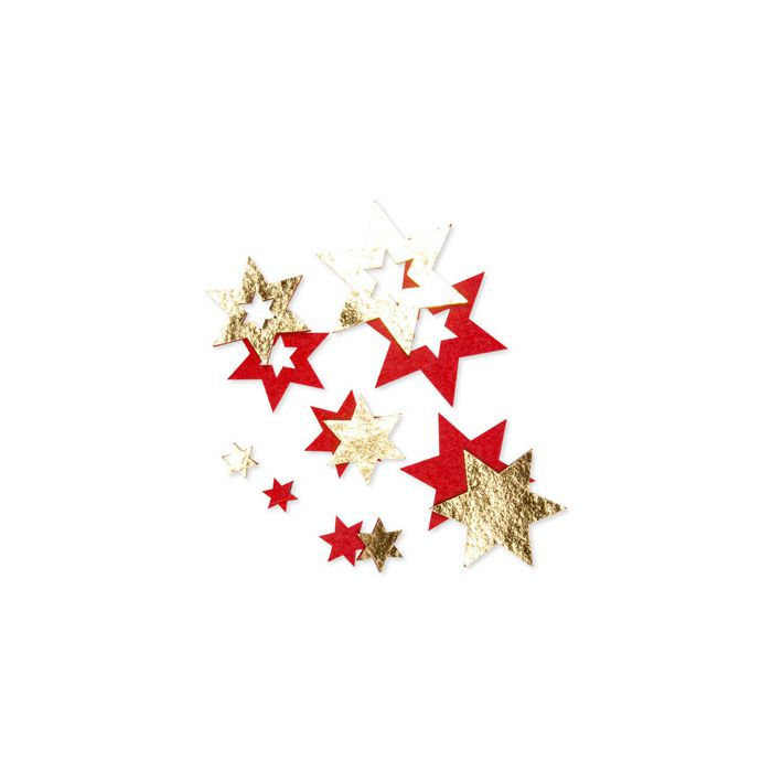 Stelle In Feltro Rosse E Oro Pz.12 5 Modelli Assortiti Da Cm.1 A Cm.7 main product photo