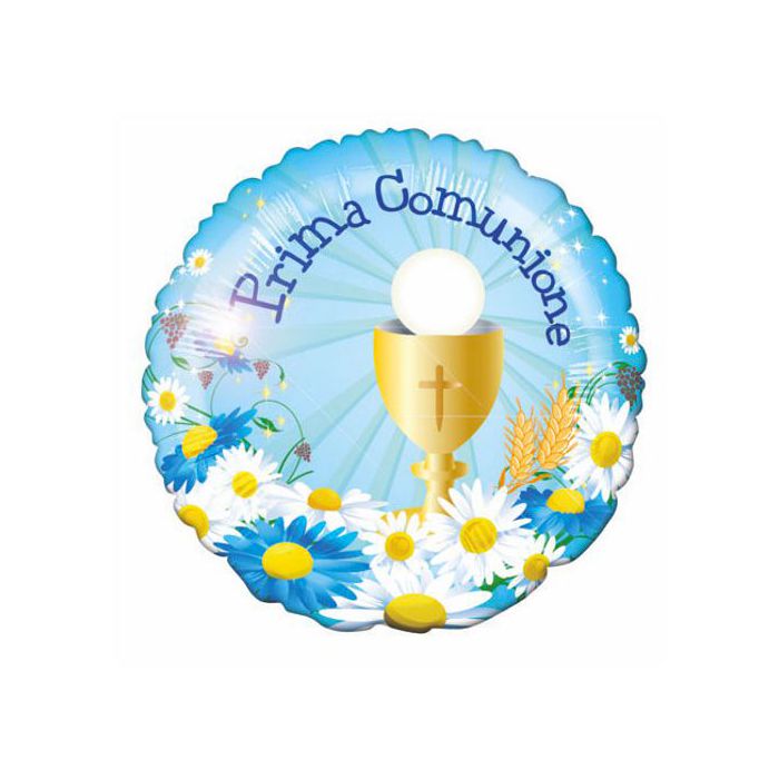 Palloncino Comunione Bambino Pz.10 Mylar Tondo 9" Cm.23 Da Saldare Esclusa Bacchetta main product photo