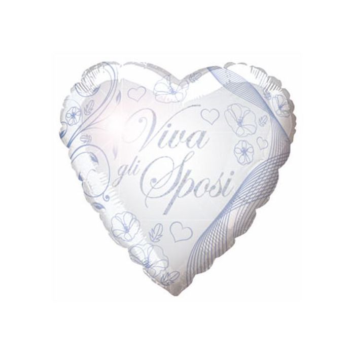 Palloncino Matrimonio W Gli Sposi Pz.1 Mylar Cuore 18" Cm.45 Glitter main product photo
