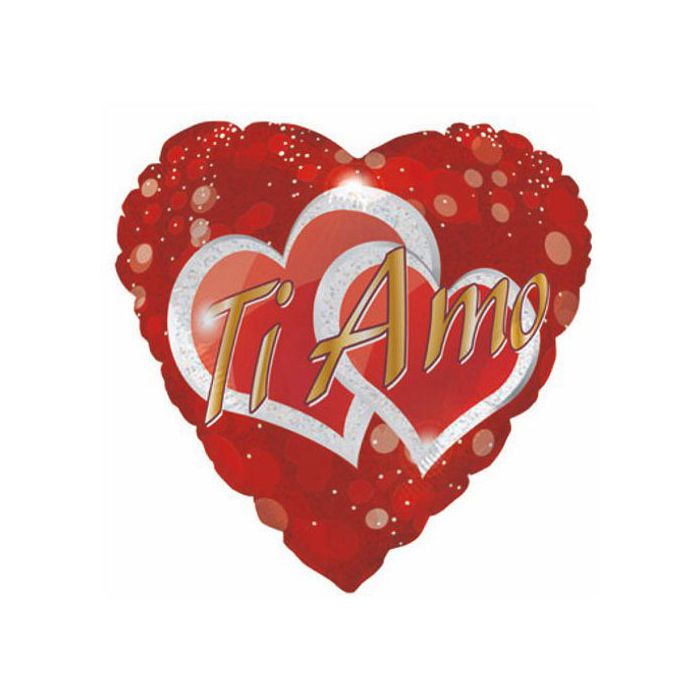 Palloncino Ti Amo Glitter Heart Pz.1 Mylar Cuore 18" Cm.45 Glitter main product photo