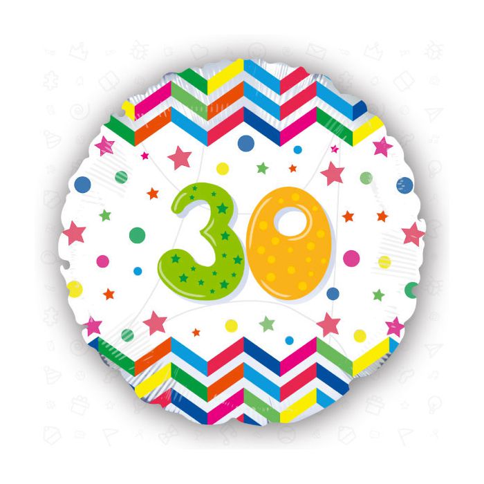 Palloncino 30° Compleanno Pz.1 Mylar Tondo 18" Cm.45 main product photo