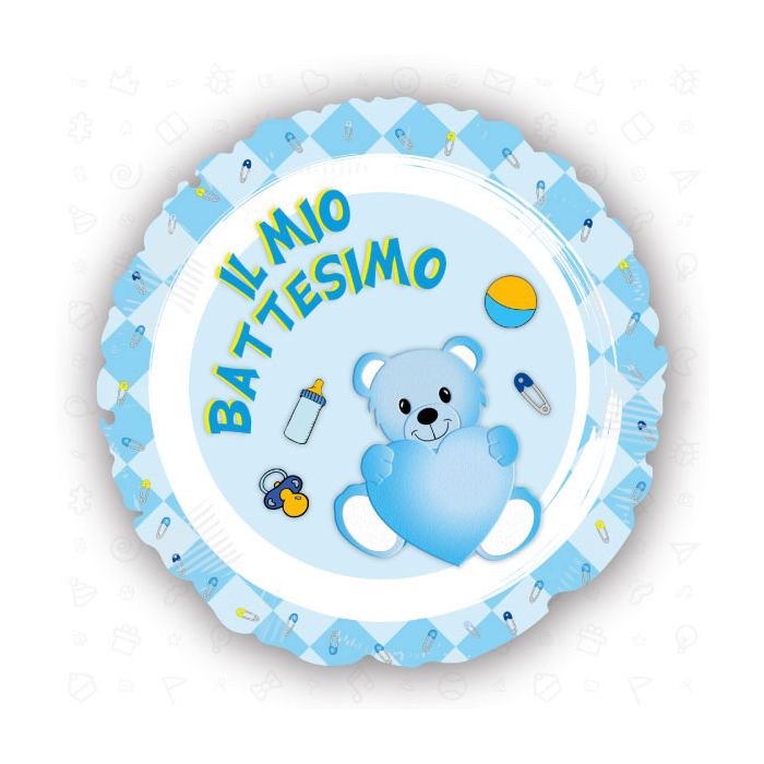 Palloncino Battesimo Bambino Pz.1 Mylar Tondo 18" Cm.45 main product photo