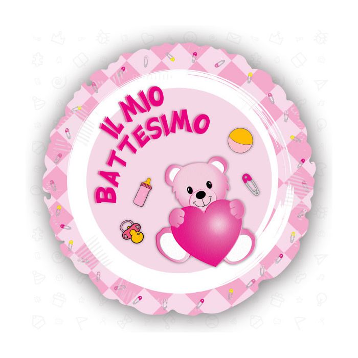 Palloncino Battesimo Bambina Pz.1 Mylar Tondo 18" Cm.45 main product photo