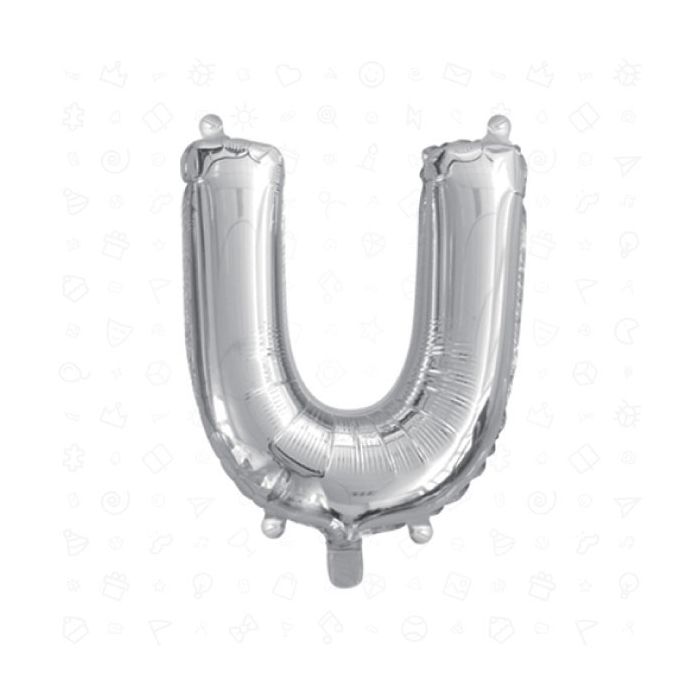 Palloncino Lettera (u) Argento Pz.1 17" Cm.43 main product photo