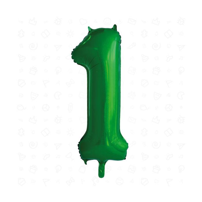 Palloncino Numero (1) Verde Glitter Pz.1 34" Cm.86 main product photo