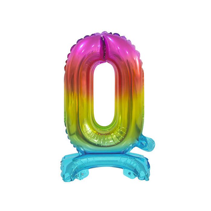 Palloncino Numero (0) Arcobaleno Pz.1 16" Cm.40 - Self Standing - Gonfiaggio Ad Aria main product photo