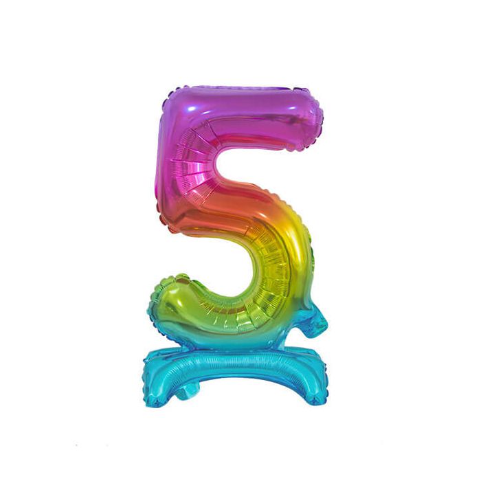 Palloncino Numero (5) Arcobaleno Pz.1 16" Cm.40 - Self Standing - Gonfiaggio Ad Aria main product photo