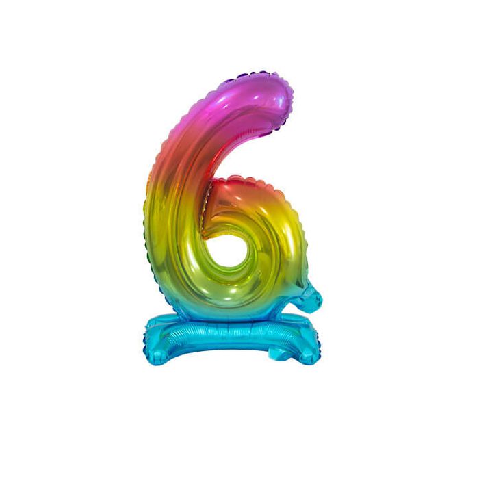 Palloncino Numero (6) Arcobaleno Pz.1 16" Cm.40 - Self Standing - Gonfiaggio Ad Aria main product photo