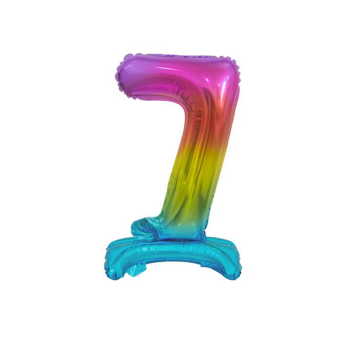 Palloncino Numero (7) Arcobaleno Pz.1 16" Cm.40 - Self Standing - Gonfiaggio Ad Aria main product photo
