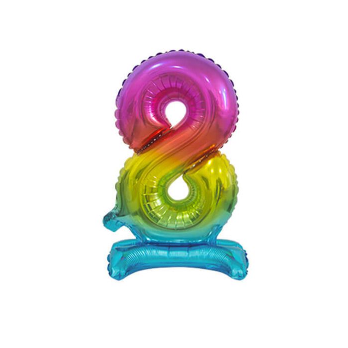 Palloncino Numero (8) Arcobaleno Pz.1 16" Cm.40 - Self Standing - Gonfiaggio Ad Aria main product photo