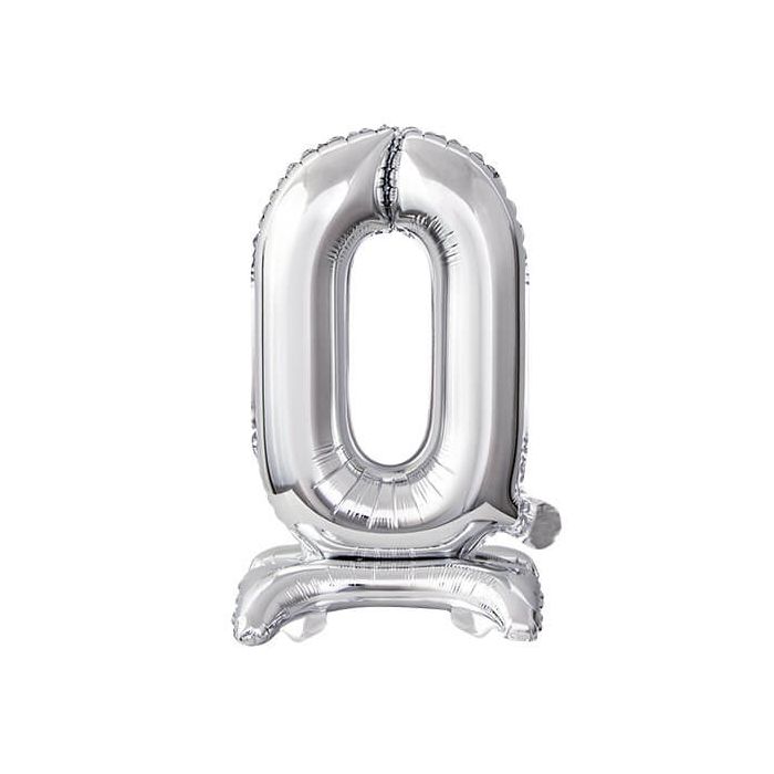 Palloncino Numero (0) Argento Pz.1 16" Cm.40 - Self Standing - Gonfiaggio Ad Aria main product photo